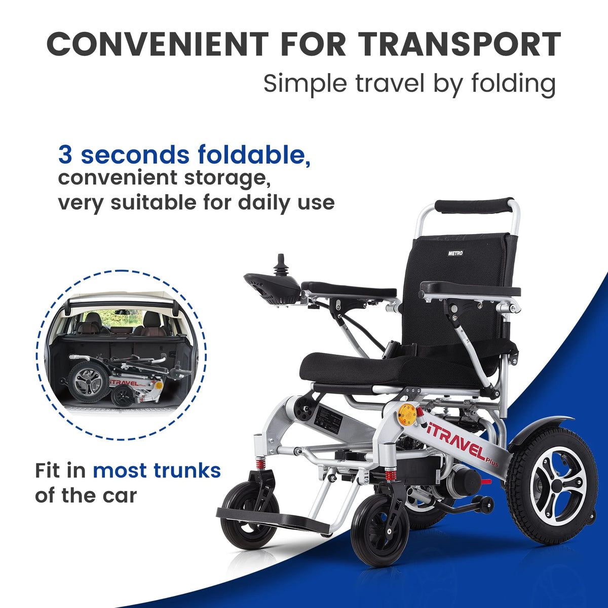 Folding Electric Wheelchair with Memory Gel Seat Cushion Q6651