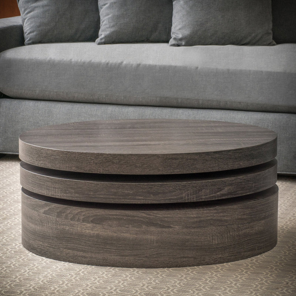 Oval Rotating Wood Coffee Table L916401