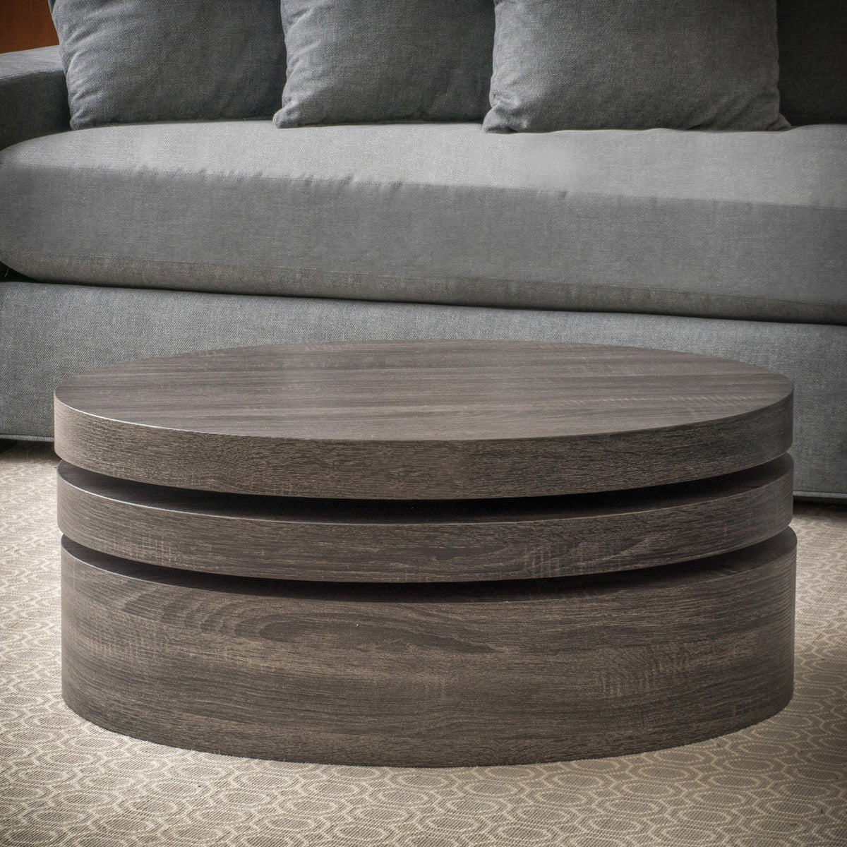 Oval Rotating Wood Coffee Table L916401