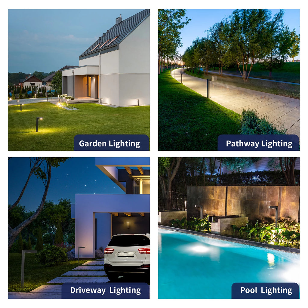 Black 12V Low Voltage LED Landscape Path Lights 4 Pack A94472