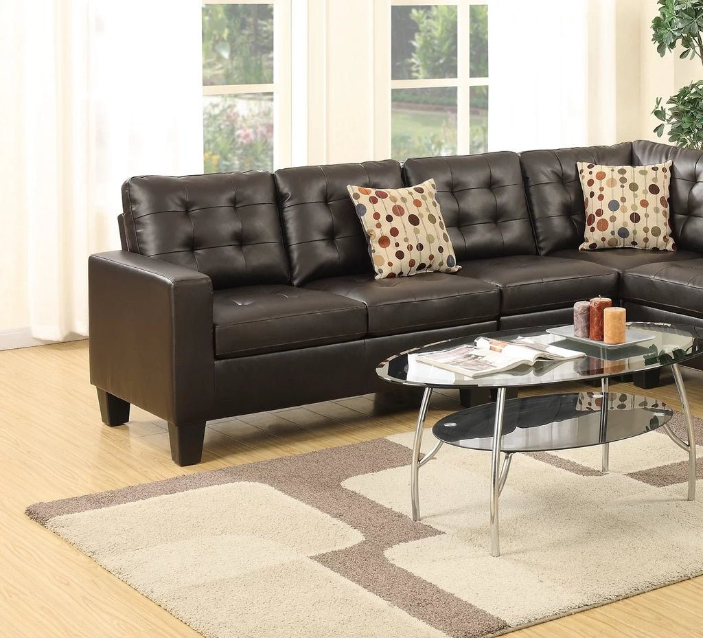Espresso 4pcs Bonded Leather Sectional Sofa W275