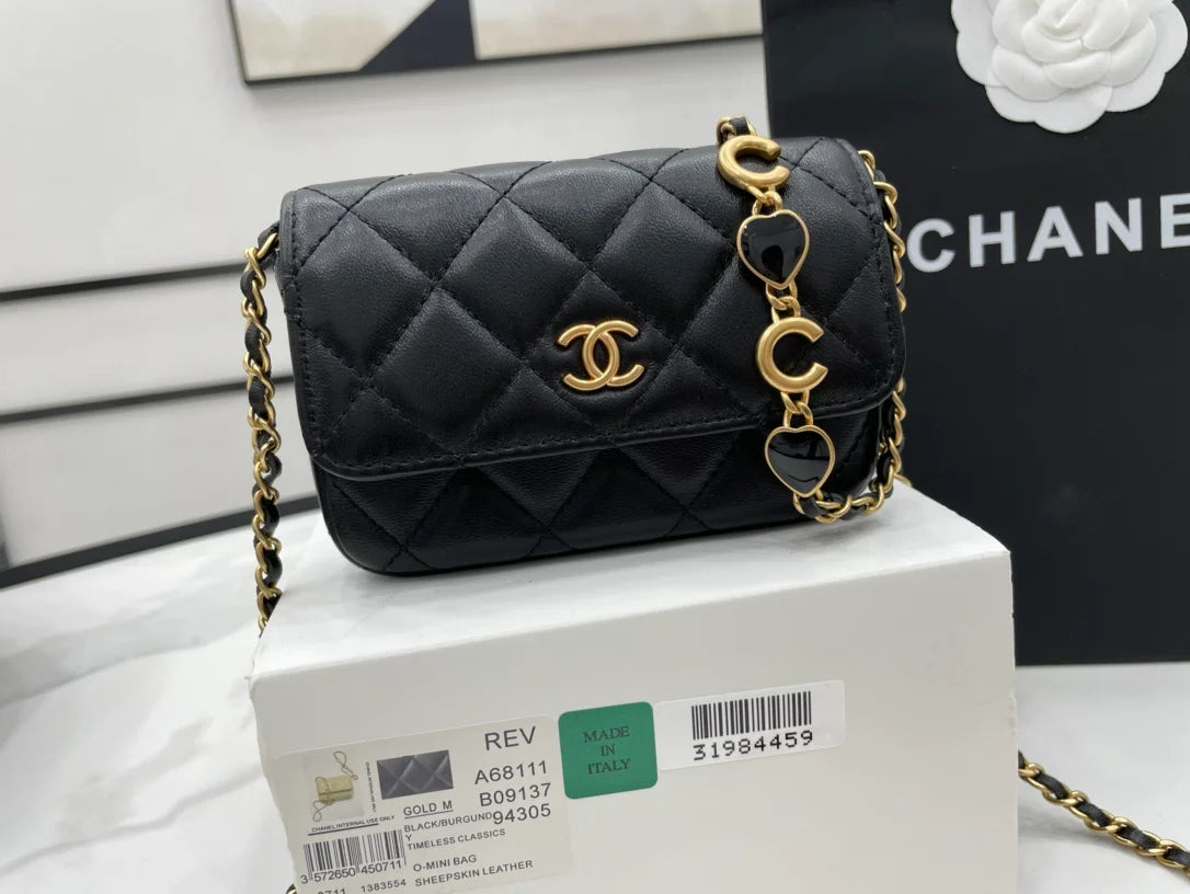 Black Mini Flap Bag W1170