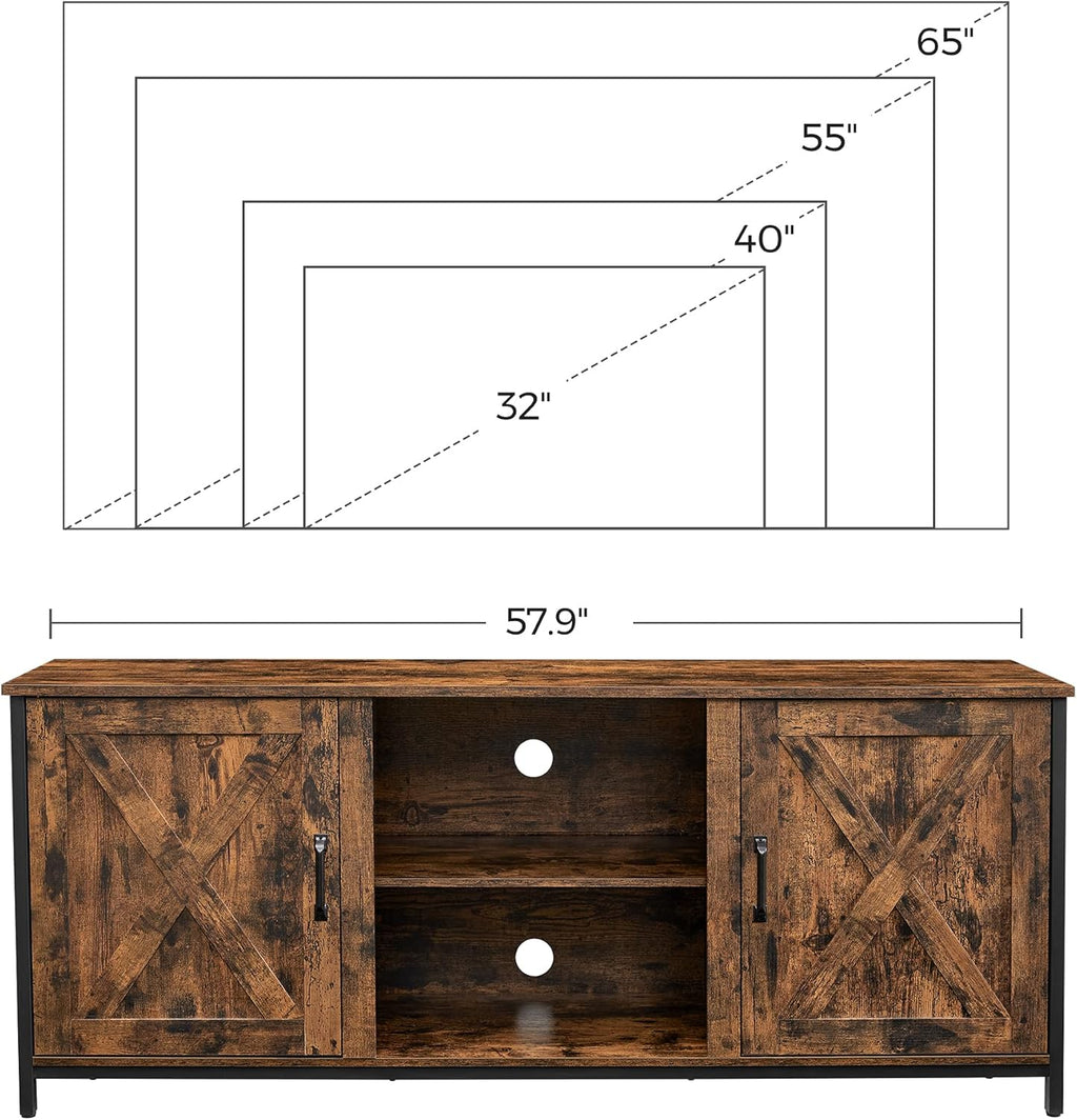 Farmhouse TV Stand for 65 Inch TV with Adjustable Shelves J5829
