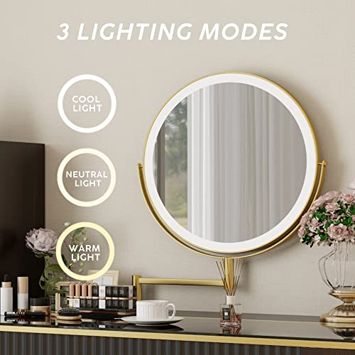 Makeup Vanity Desk with Mirror & LED Light, 5 Drawers, Stool O8009