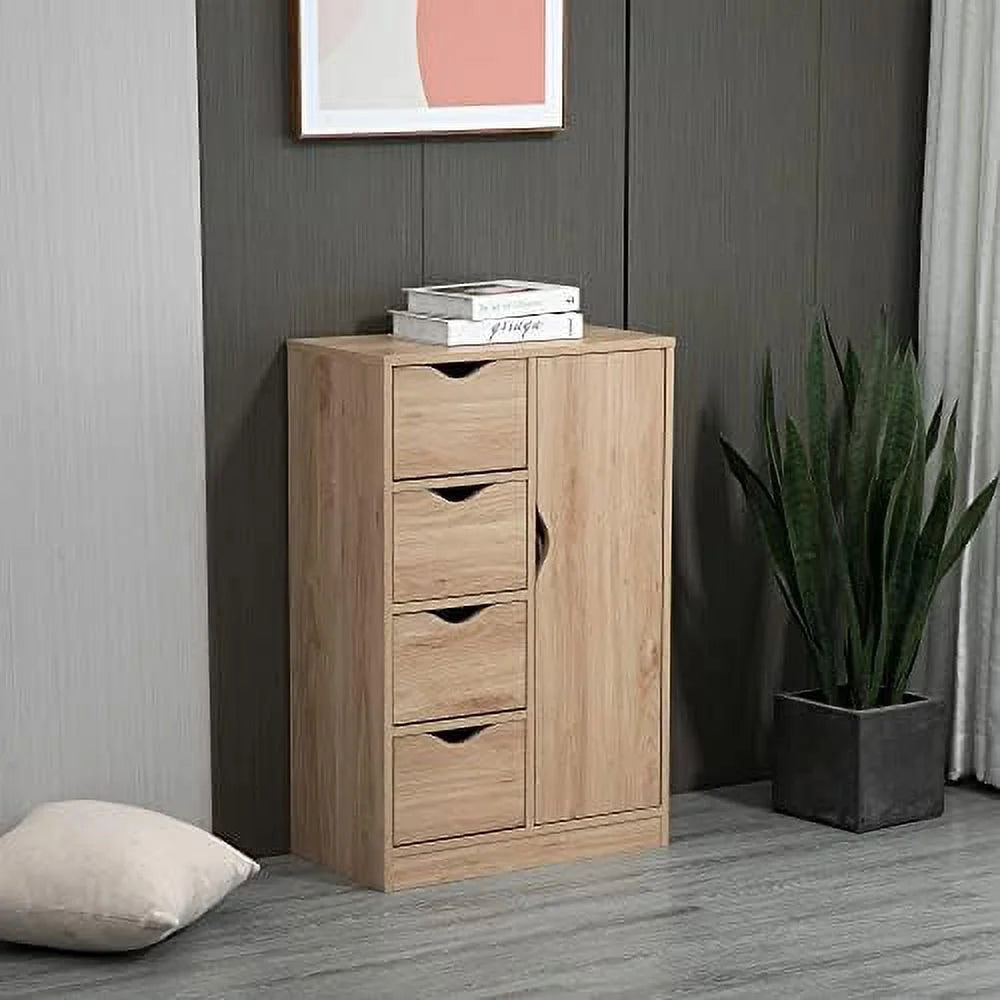 Oak 4 Drawer Bathroom Floor Cabinet I1977