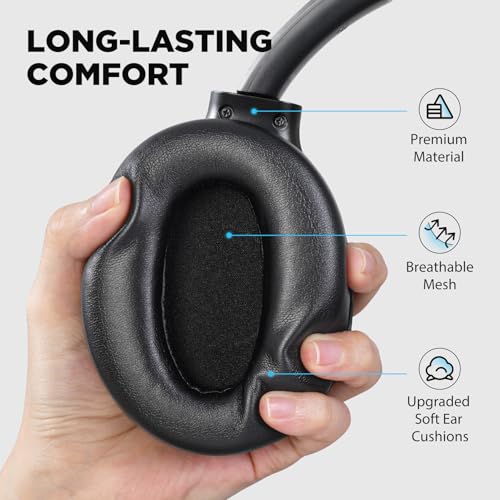 Black Wireless Over Ear Active Noise Cancelling Headphones T91646