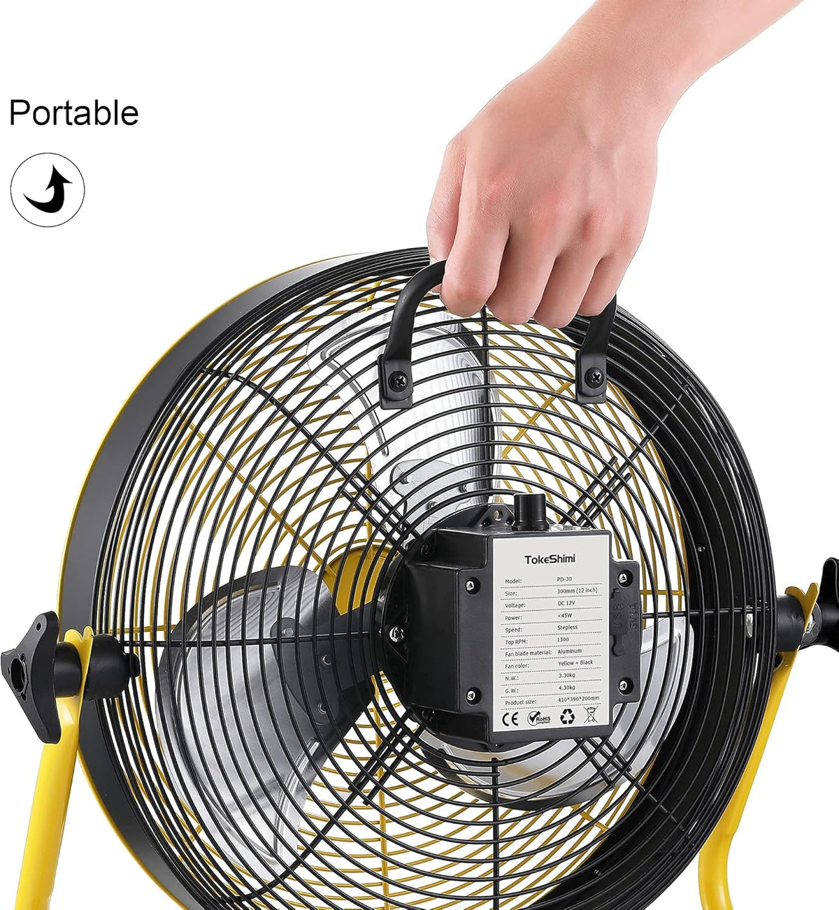 12 Inch Battery Powered Portable Fan with Metal Blade J725