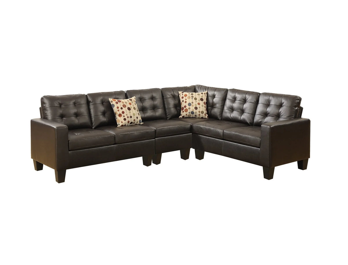 Espresso 4pcs Bonded Leather Sectional Sofa W275