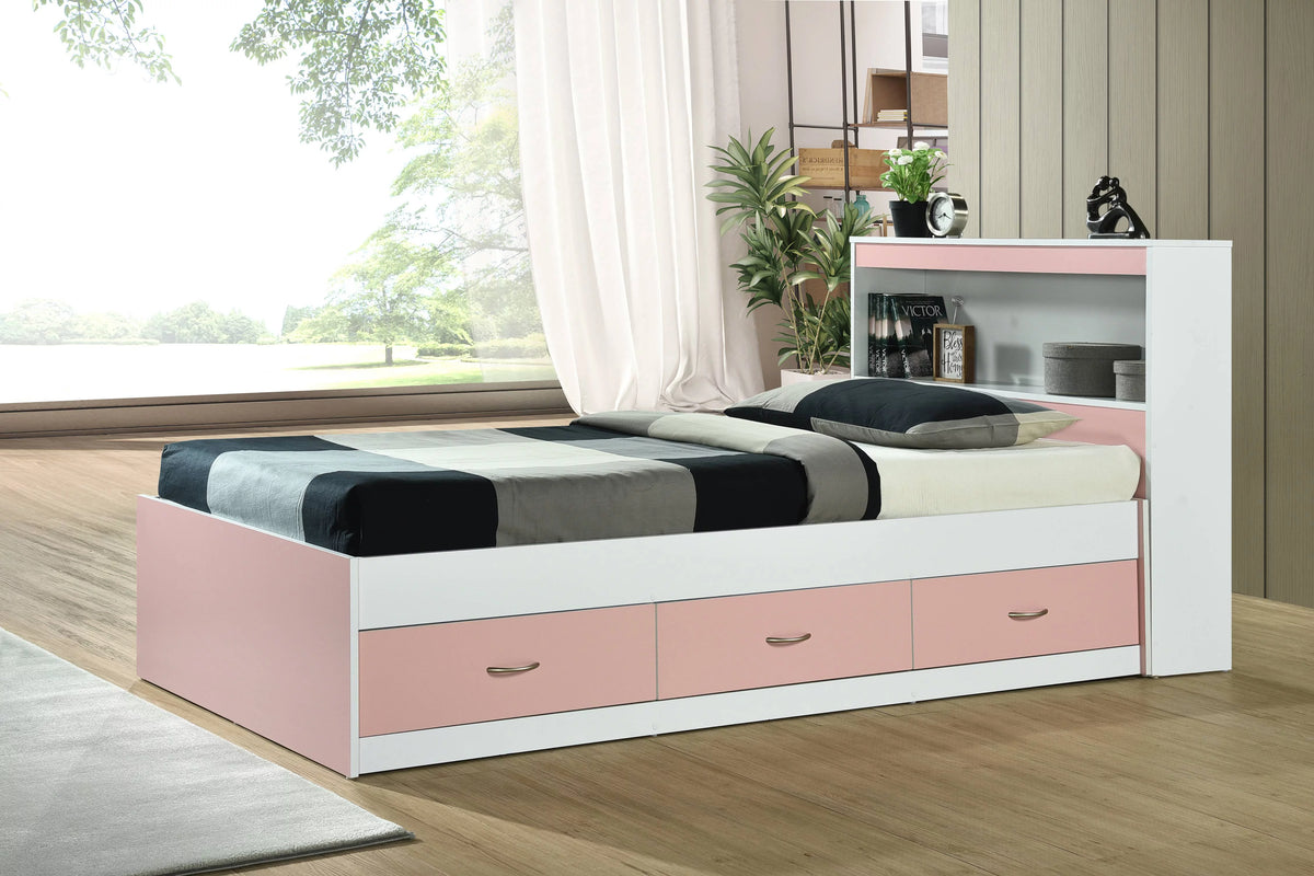 Black Twin-Size Captain Bed with 3 Drawers and Headboard A466690