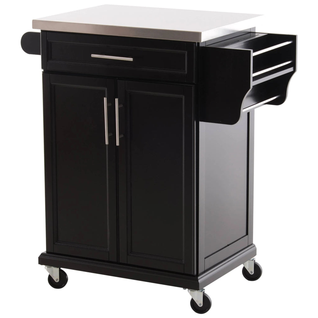 Black Rolling Kitchen Island Storage Cabinet K47977