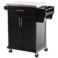 Black Rolling Kitchen Island Storage Cabinet K47977