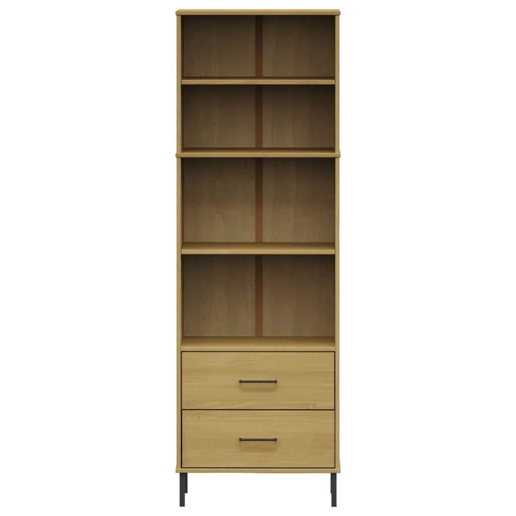 Pine Wood Bookcase with 2 Drawers and 4 Compartments I51536