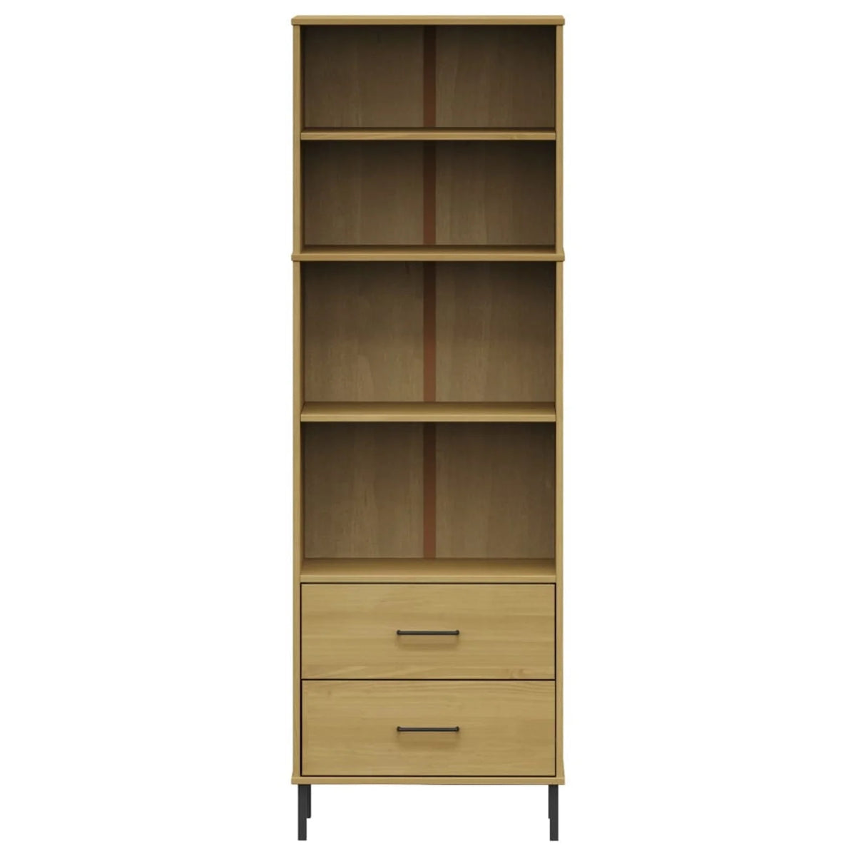 Pine Wood Bookcase with 2 Drawers and 4 Compartments I51536