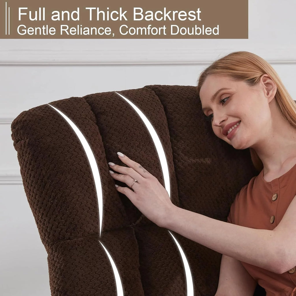 Oversized Dark Brown Manual Rocking Recliner Chair Y9538