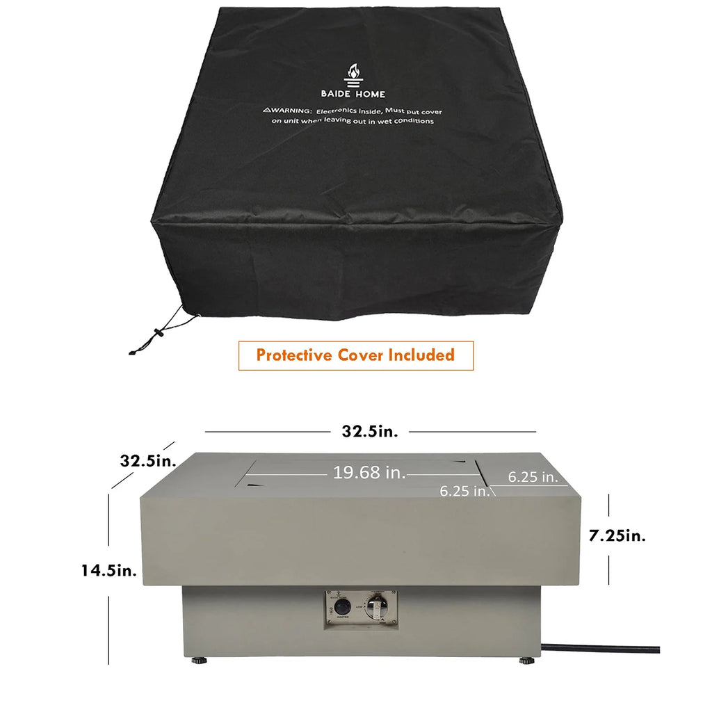 Round 50,000 BTU Gas Fire Pit Table with Lid P9801