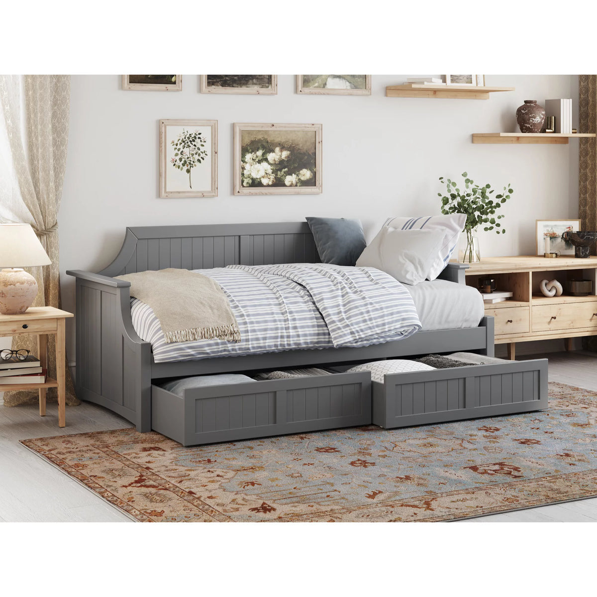 Twin Wood Daybed with Set of 2 Drawers in Grey L5782
