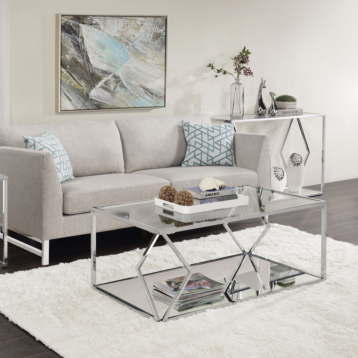 Glass Top Rectangular Coffee Table O961