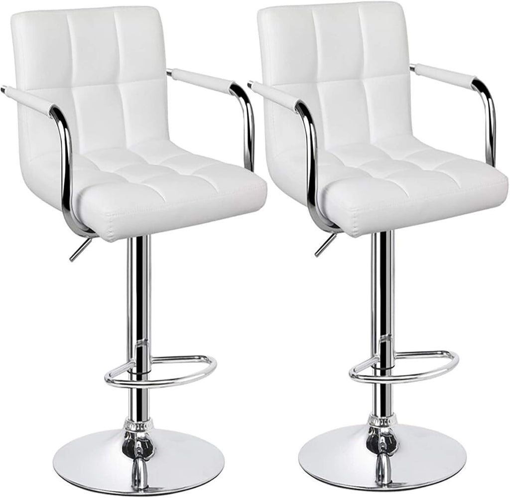 Black Set of 2 Swivel Adjustable Bar Stools with Arms G4200