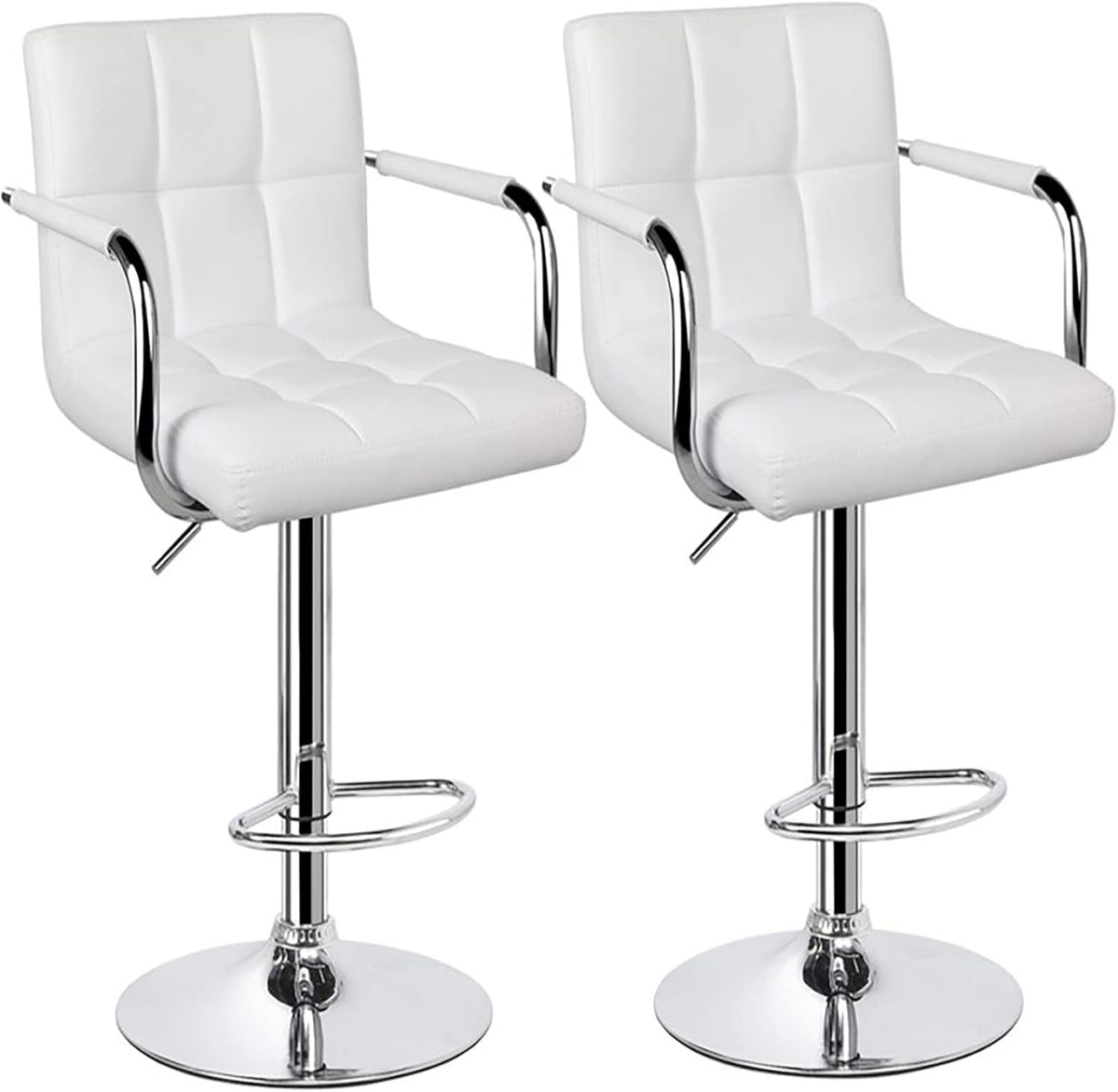 Black Set of 2 Swivel Adjustable Bar Stools with Arms G4200