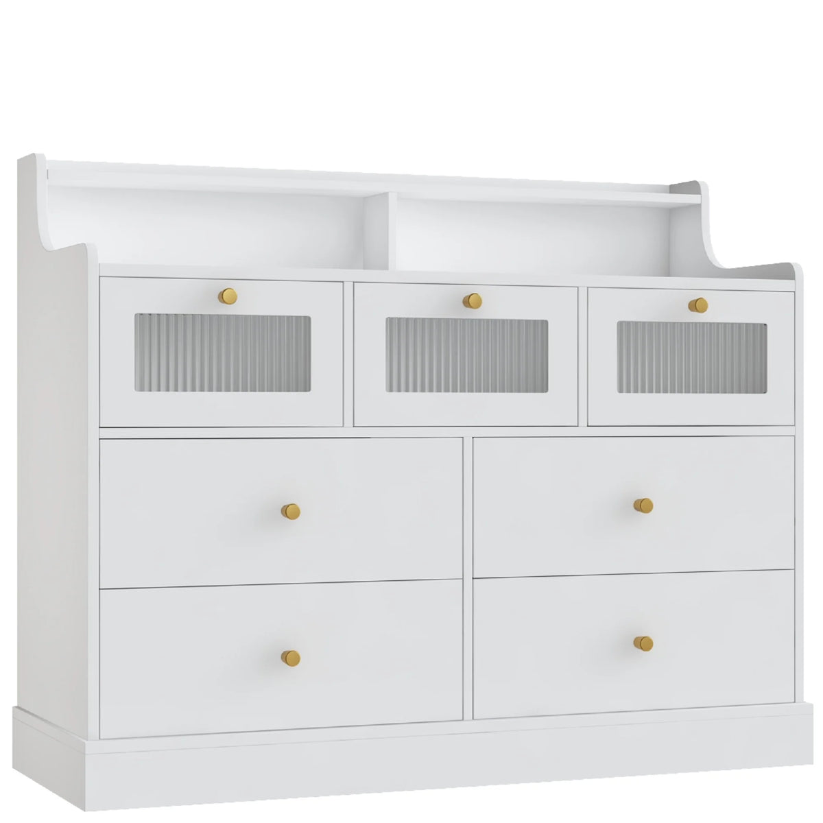 White 7 Drawer Glass Dresser P426