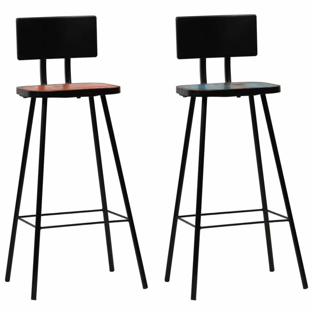 Solid Reclaimed Wood Bar Stools 2 pcs A12983
