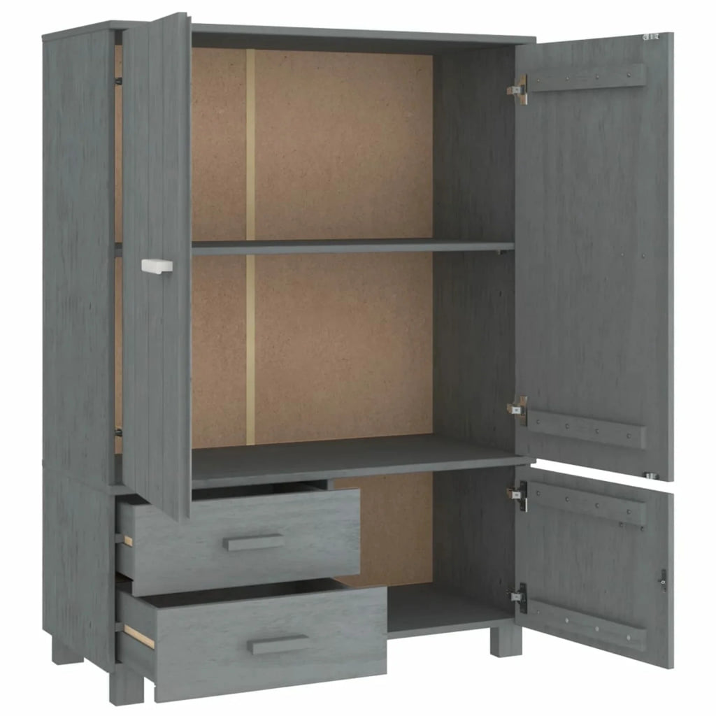 Dark Gray Solid Wood Pine Wardrobe W386834