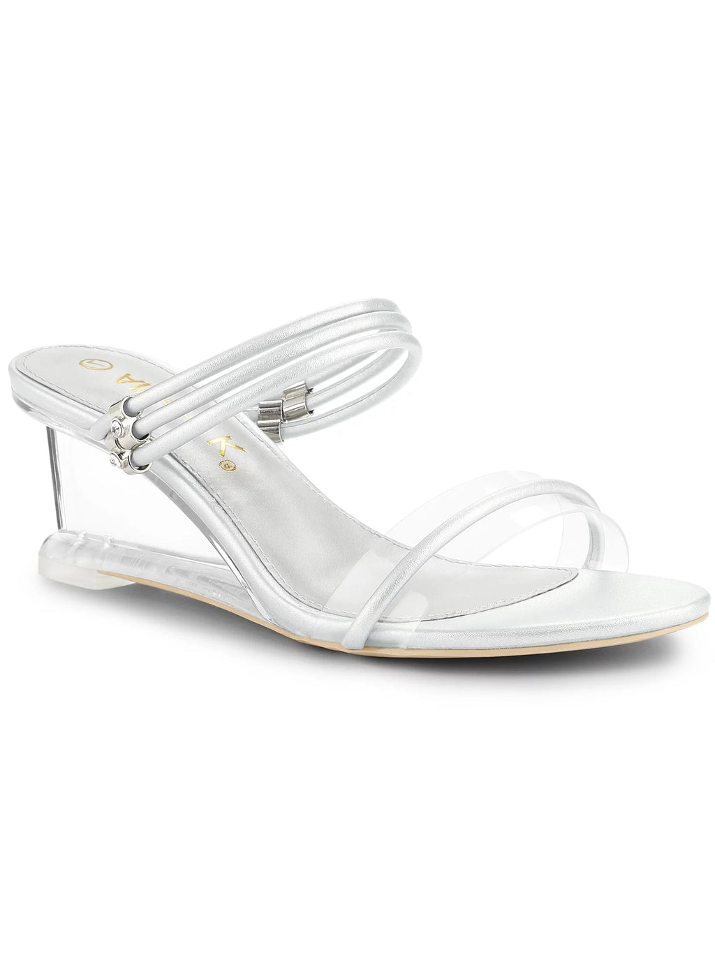 Clear Glass Heel Wedge Sandals N383