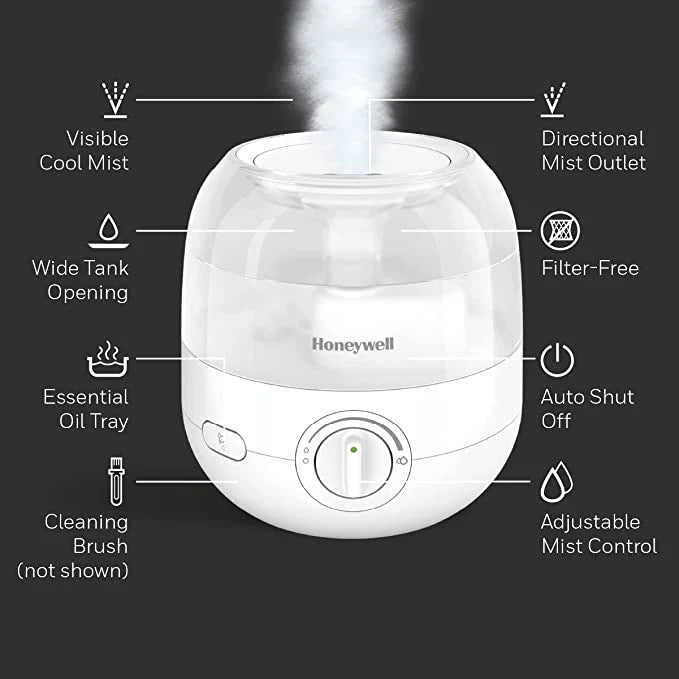 Cool Mist Ultrasonic Humidifier 1/2 gallon White X4208