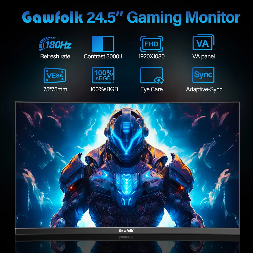 24.5 inch Curved Gaming Monitor 180hz FHD Frameless VA Black Y10463