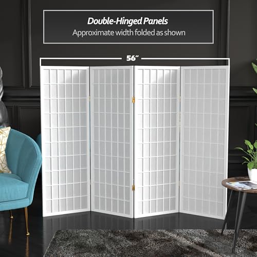 White 3 Panels 4 ft. Short Window Pane Shoji Screen U732