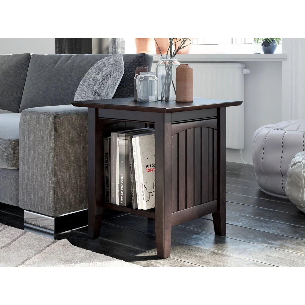Solid Hardwood End Table Set of 2 Black Espresso Y42226