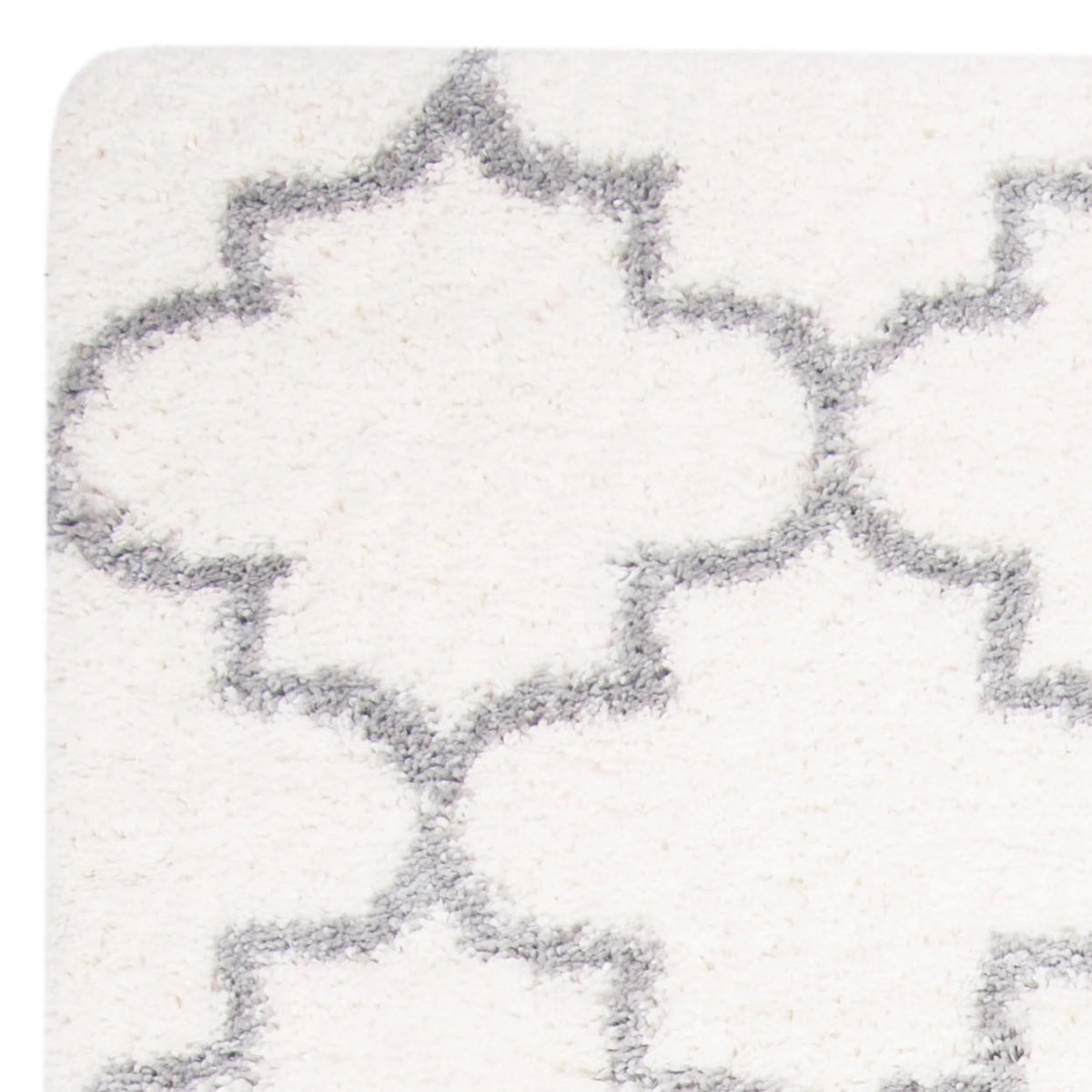 Cream Grey Geometric Plush Shag Area Rug 9' x 12' A590811