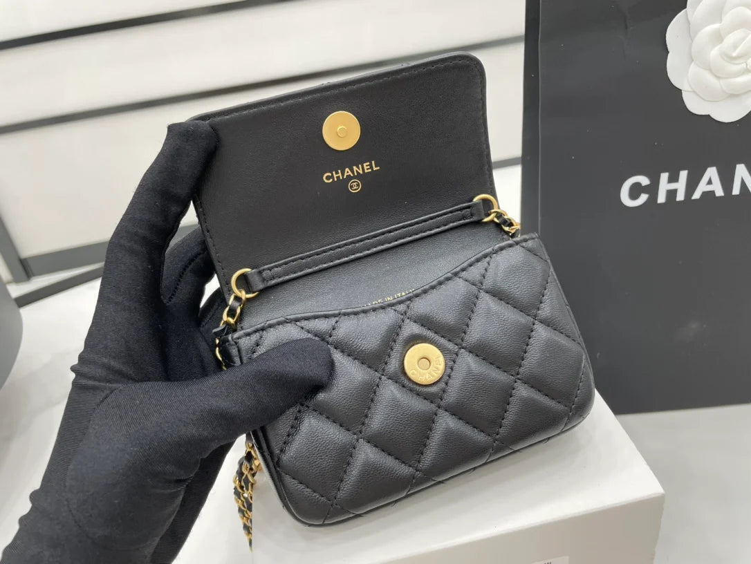 Black Mini Flap Bag W1170