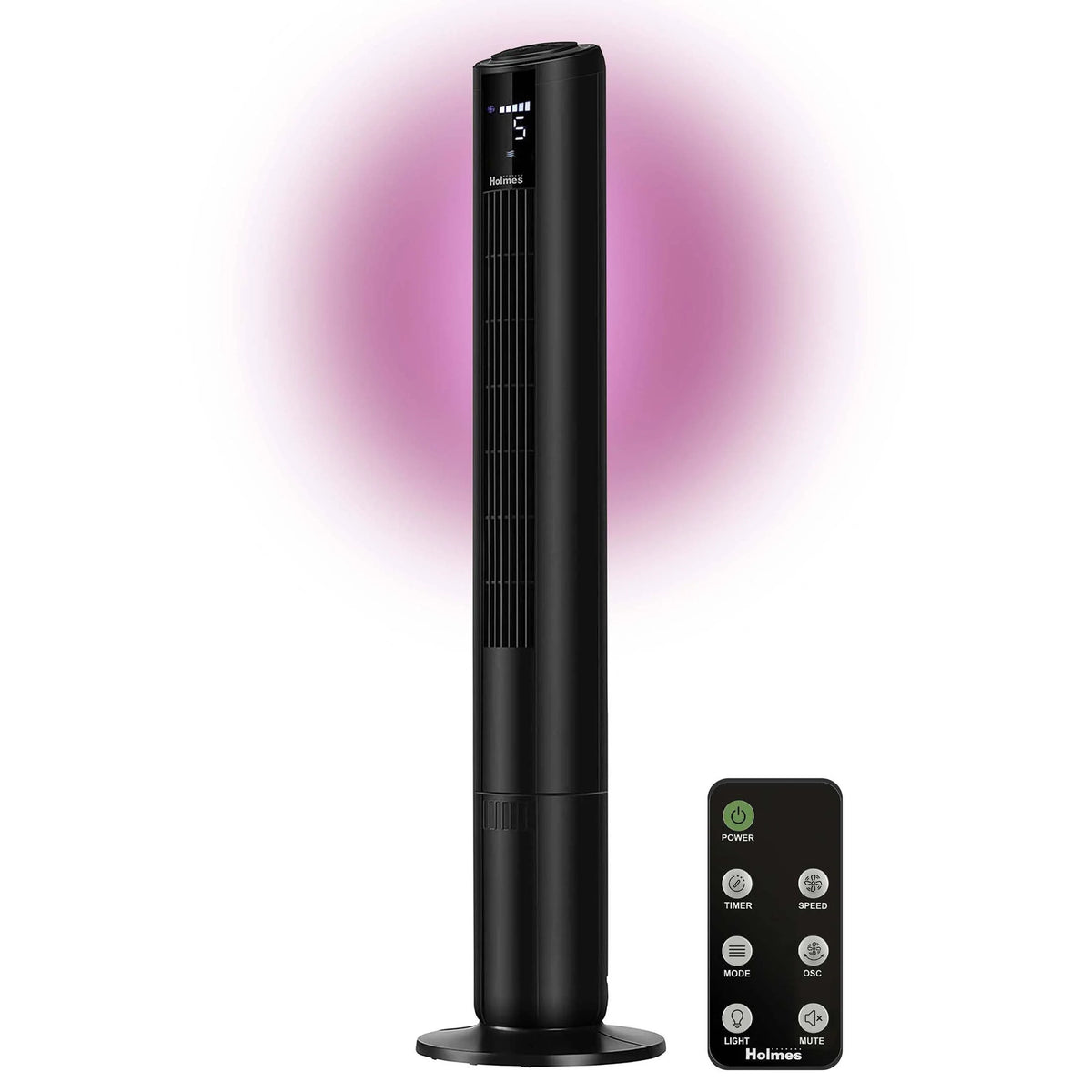 42 Oscillating Digital Tower Fan with Remote Control, Black I3050
