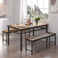 3 Pieces Farmhouse Kitchen Table Set with Two Benches W255134