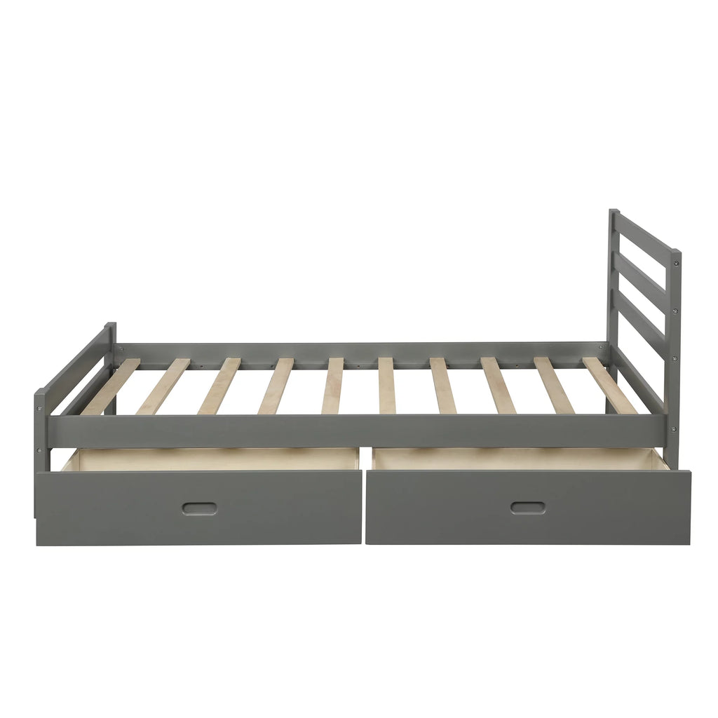 Wood Platform Bed Frame with Drawers and Headboard C155355