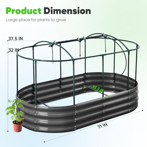 Galvanized Raised Garden Bed Kit with Self Watering System and Mesh Cover, 6x3x1Ft N108504