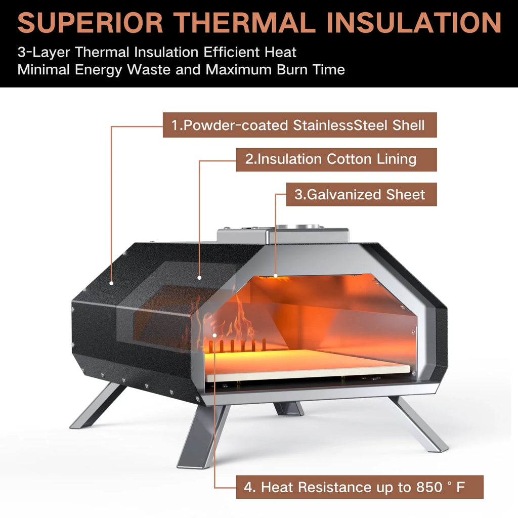13 Wood Pellet Stainless Steel Pizza Oven with Foldable Legs S219