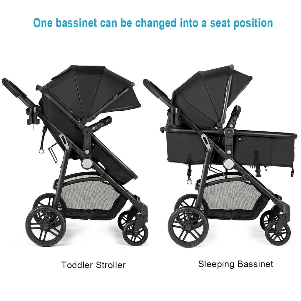 2 In 1 Foldable Baby Stroller Black D3236