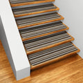 Set of 15 Skid-Resistant Carpet Stair Treads Mocha Brown Stripe 9 in. x 36 in. D879