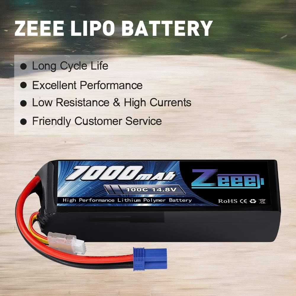 14.8V 4S 100C 7000mAh Lipo Battery with EC5 Connector 2 Pack B851862