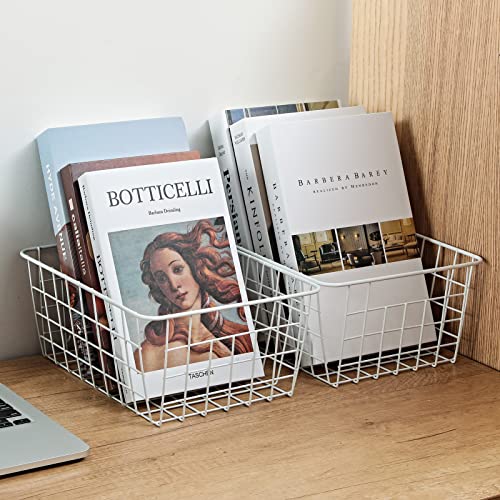 White Wire Storage Baskets Set of 4 G4649