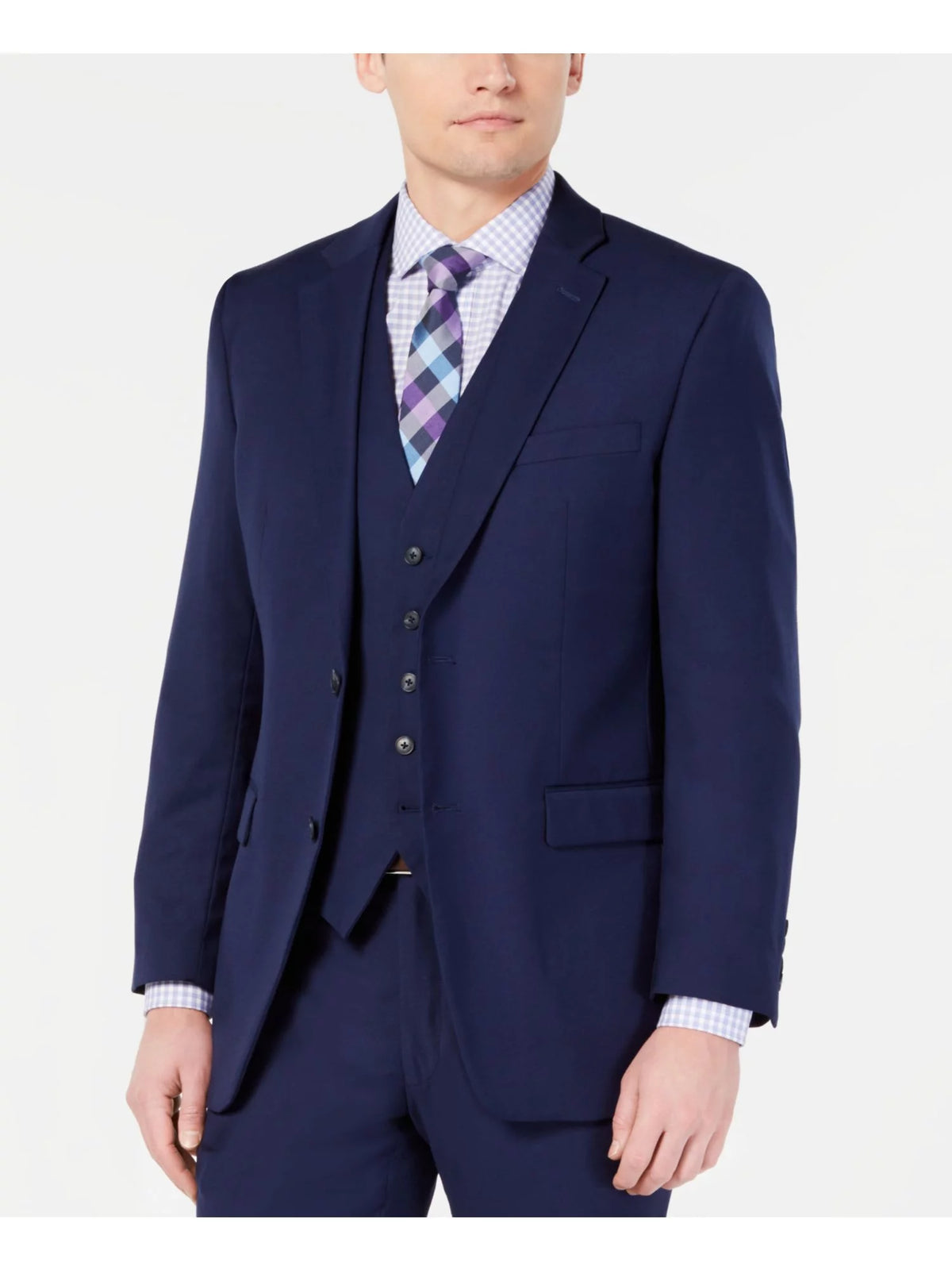 Navy Slim Fit Stretch Single Breasted Blazer Jacket Q210