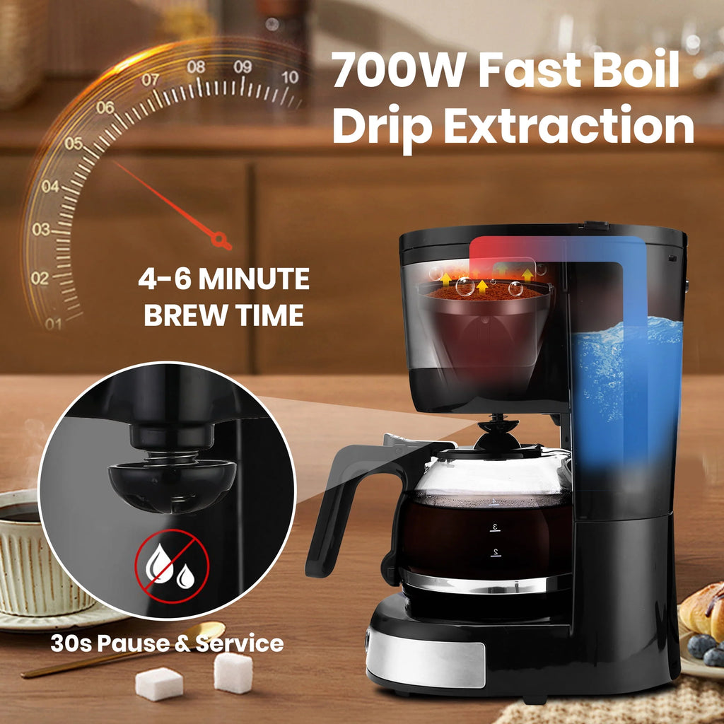 4-Cup Drip Coffee Maker with Glass Carafe O872