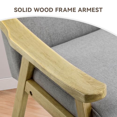 Mid Century Upholstered Accent Chair with Solid Wood Armrest L2103