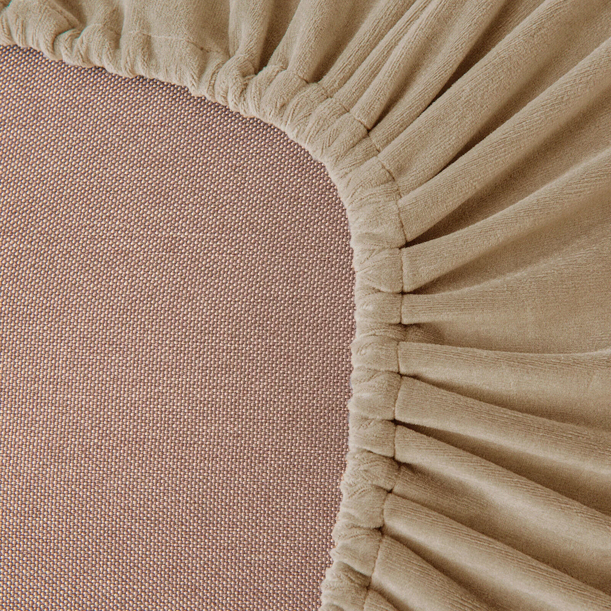 Khaki Velvet 5 Piece Stretch Sofa Cover A632