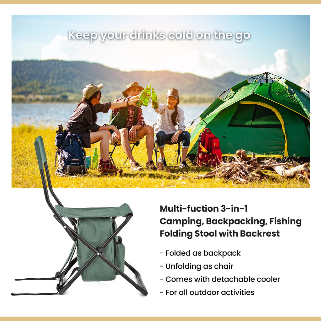 Compact 3-in-1 Fishing Chair with Cooler, Forest Green C219724
