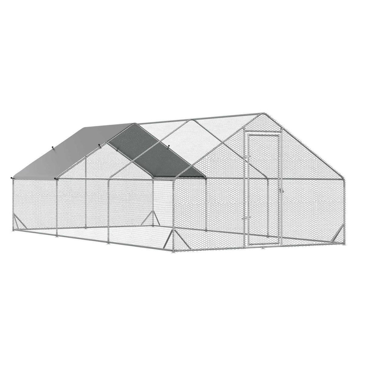 Large Metal Chicken Coop with Cover and Lockable Door D13745