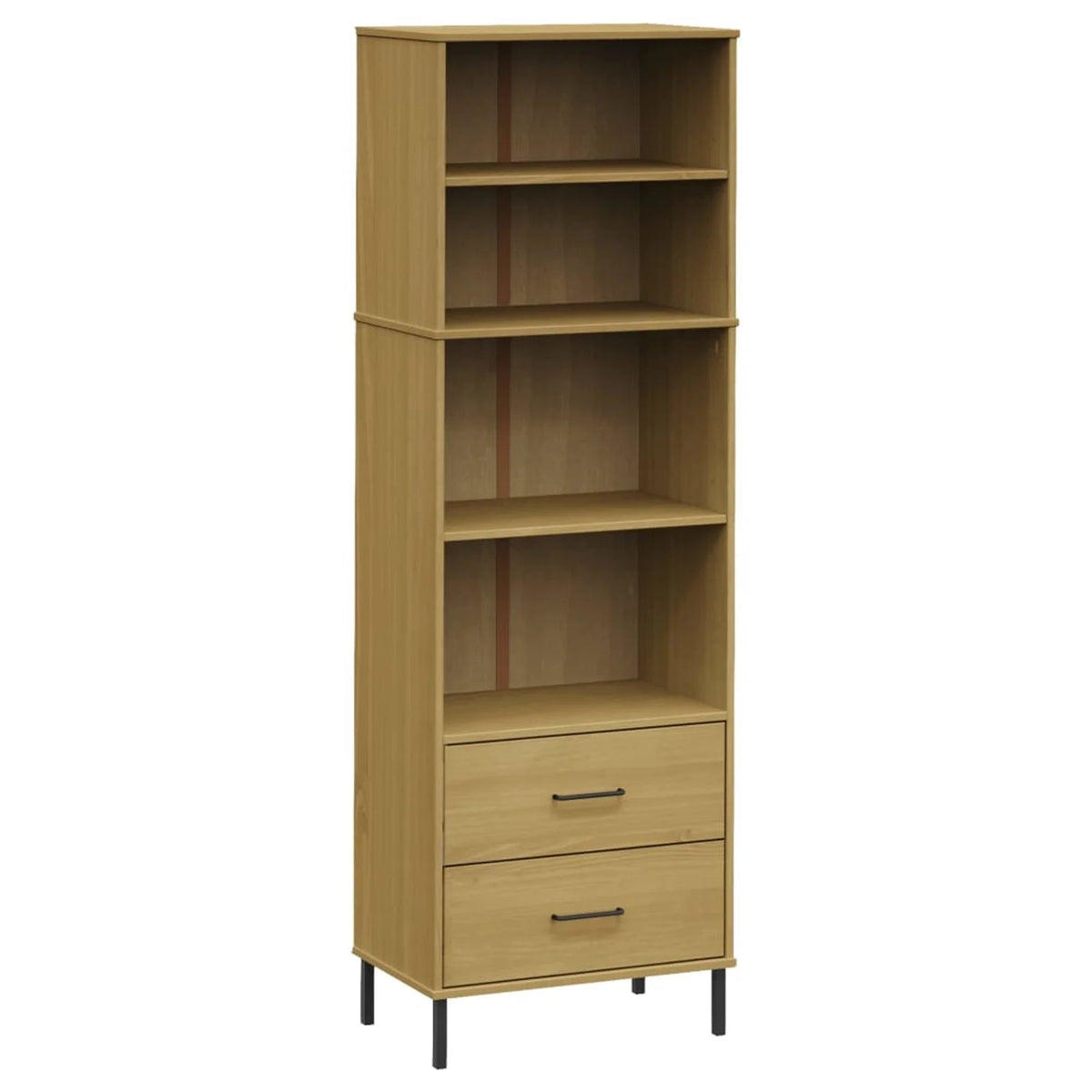 Pine Wood Bookcase with 2 Drawers and 4 Compartments I51536