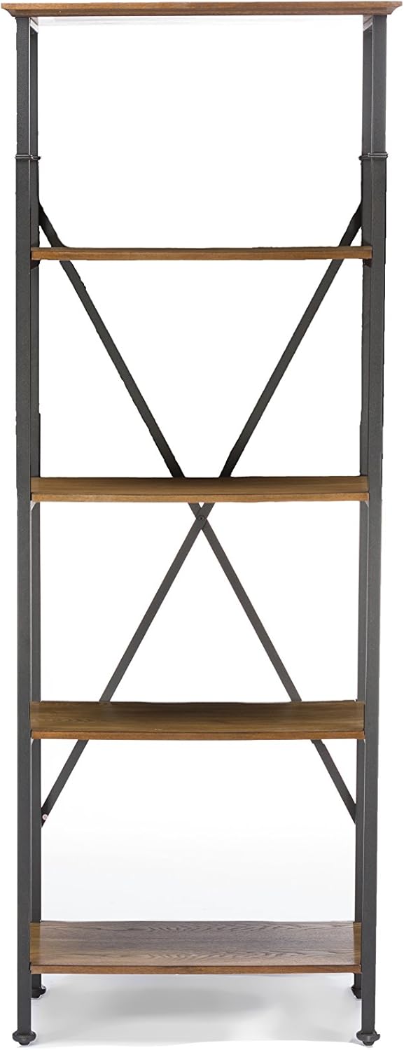 Brown Wood and Metal Bookcase C7750